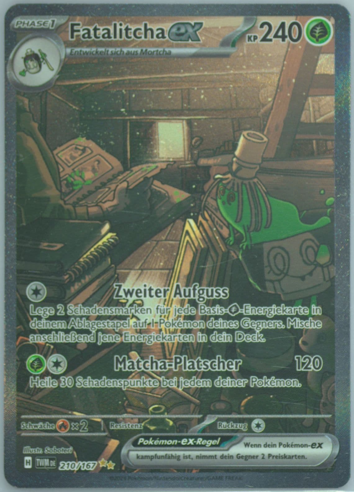 Sinistcha EX Special Illustration Rare (210) 2024 Pokemon German Twm de-Twilight Masquerade