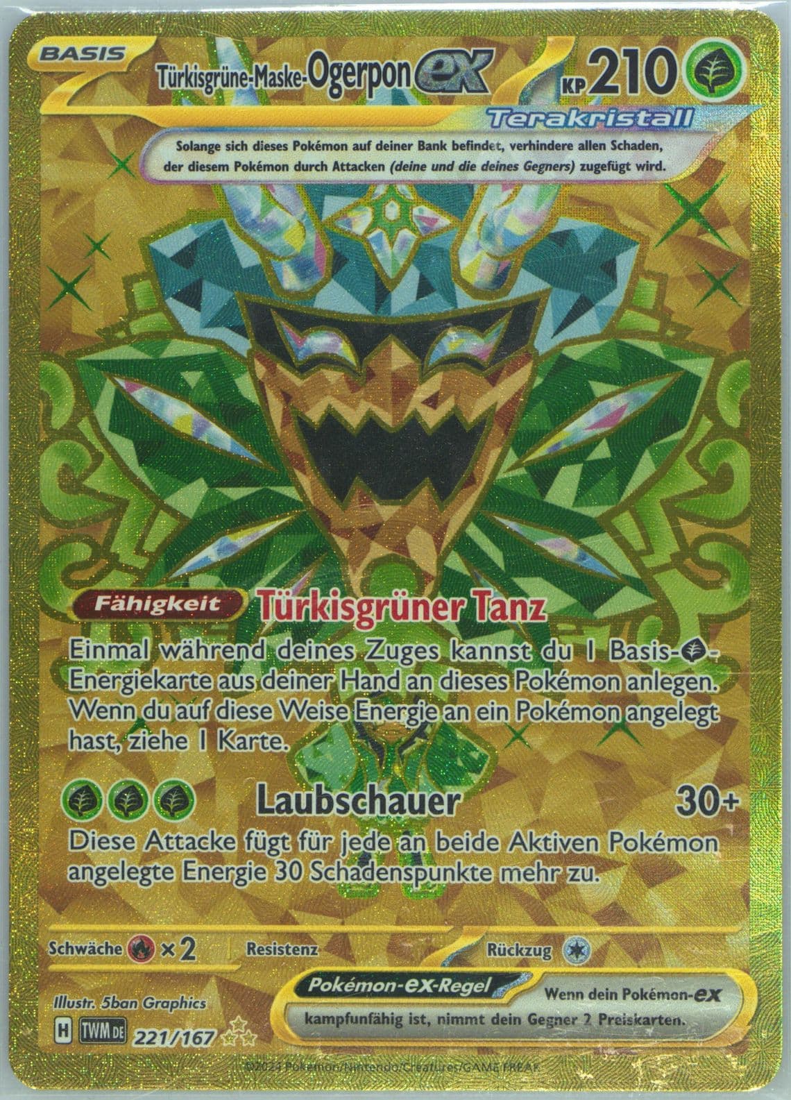 Teal Mask Ogerpon EX Hyper Rare (221) 2024 Pokemon German Twm de-Twilight Masquerade