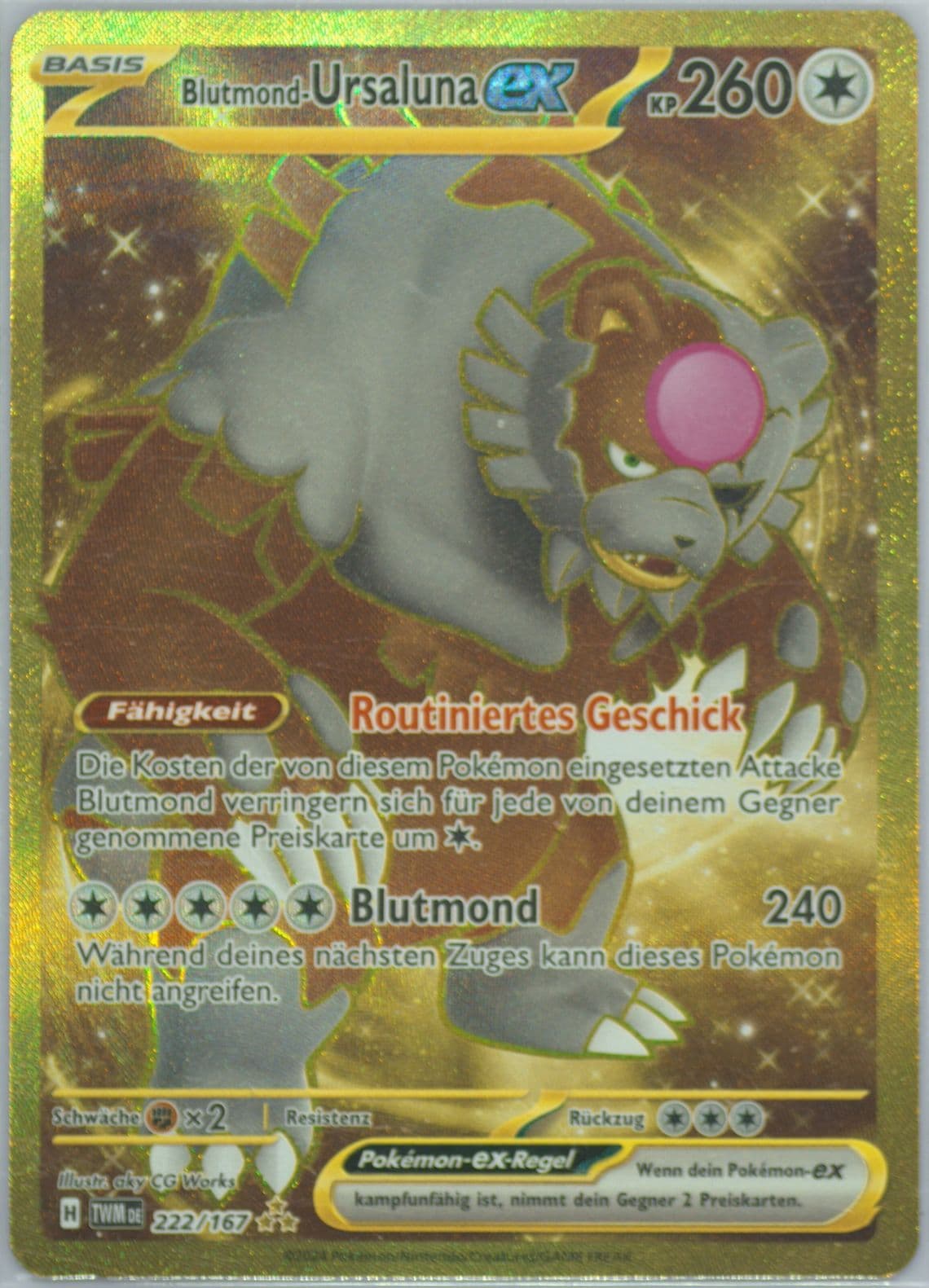 Bloodmoon Ursaluna EX Hyper Rare (222) 2024 Pokemon German Twm de-Twilight Masquerade