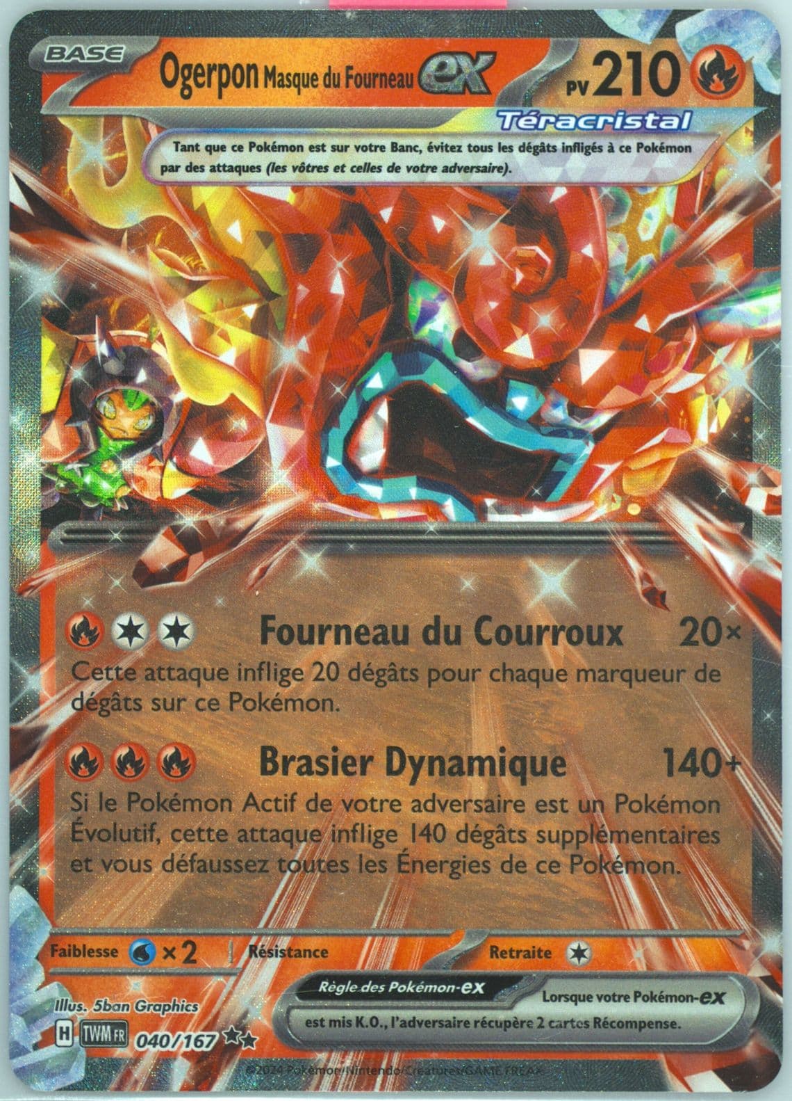 Hearthflame Mask Ogerpon EX (040) 2024 Pokemon French Twm FR-Twilight Masquerade