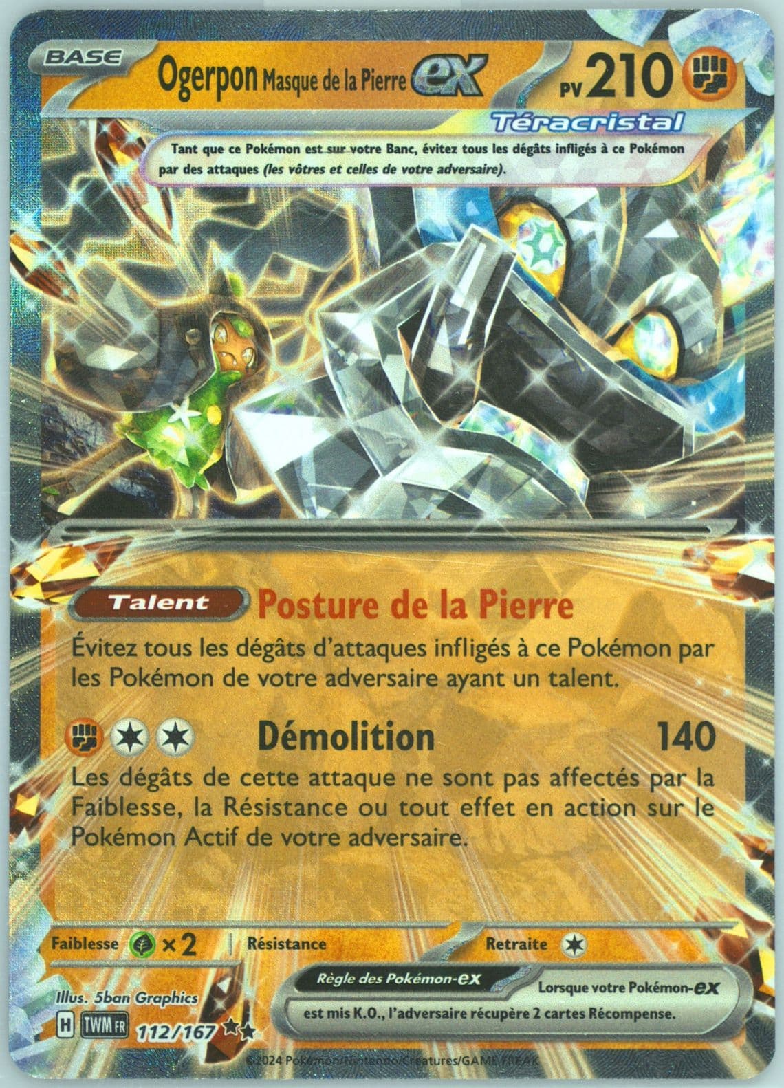 Cornerstone Mask Ogerpon EX (112) 2024 Pokemon French Twm FR-Twilight Masquerade