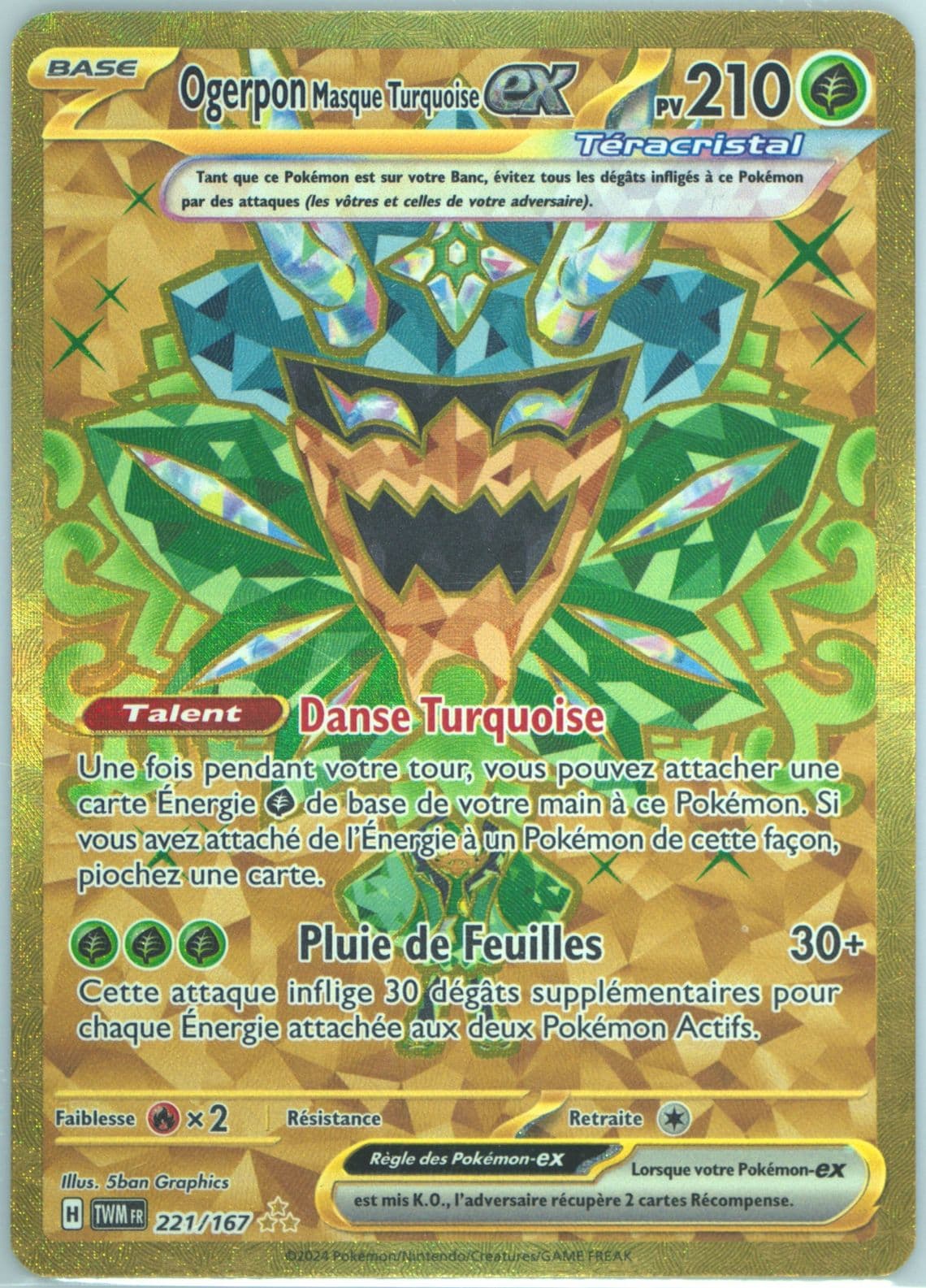 Teal Mask Ogerpon EX Hyper Rare (221) 2024 Pokemon French Twm FR-Twilight Masquerade