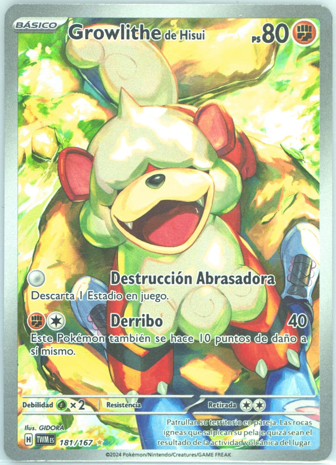 Hisuian Growlithe Illustration Rare (181) 2024 Pokemon Spanish Twm ES-Twilight Masquerade