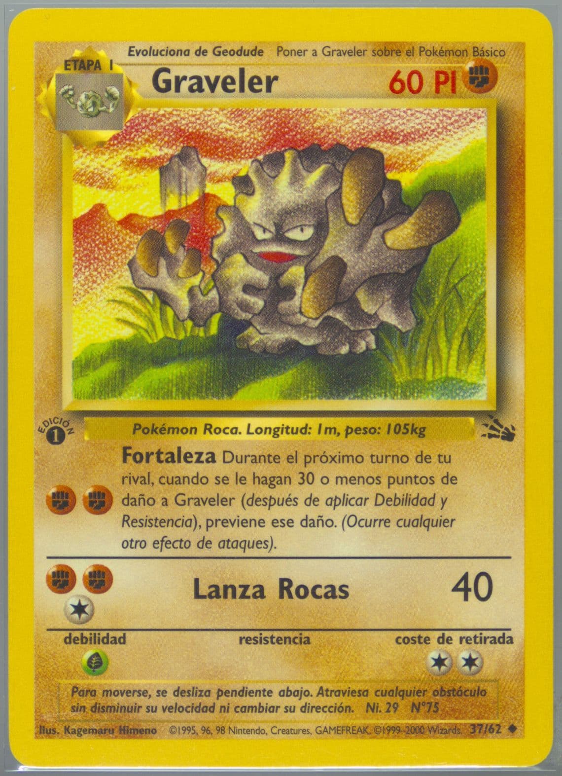 Graveler 1st Edition (37) 2000 Pokemon Spanish Fossil