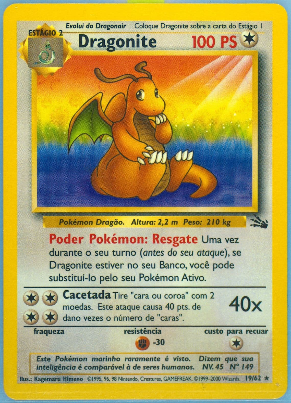 Dragonite (19) 2000 Pokemon Portuguese Fossil