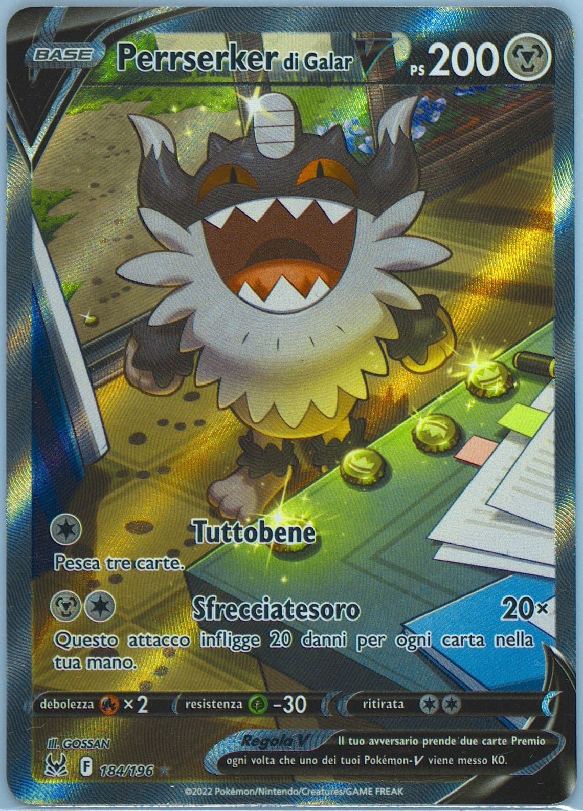 Full Art/Perrserker DI Galar V Italian (184) 2022 Pokemon Sword & Shield Lost Origin
