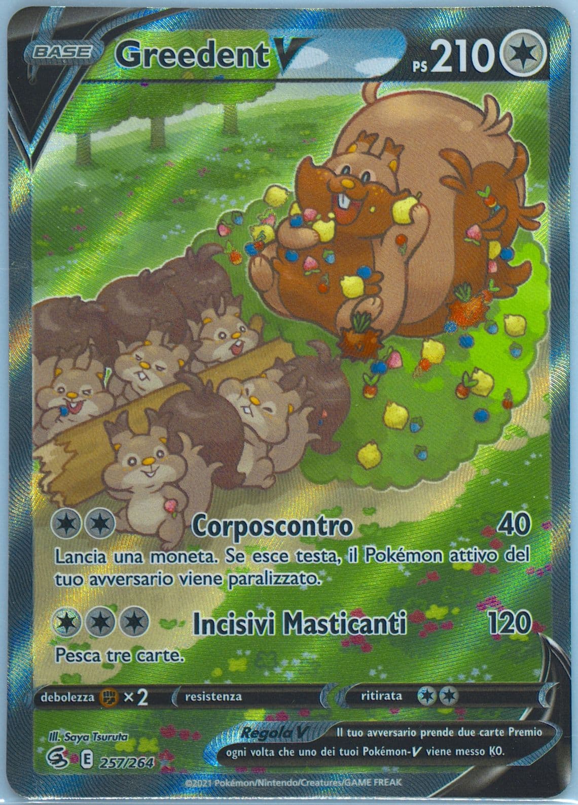 Full Art/Greedent V Italian (257) 2021 Pokemon Sword & Shield Fusion Strike