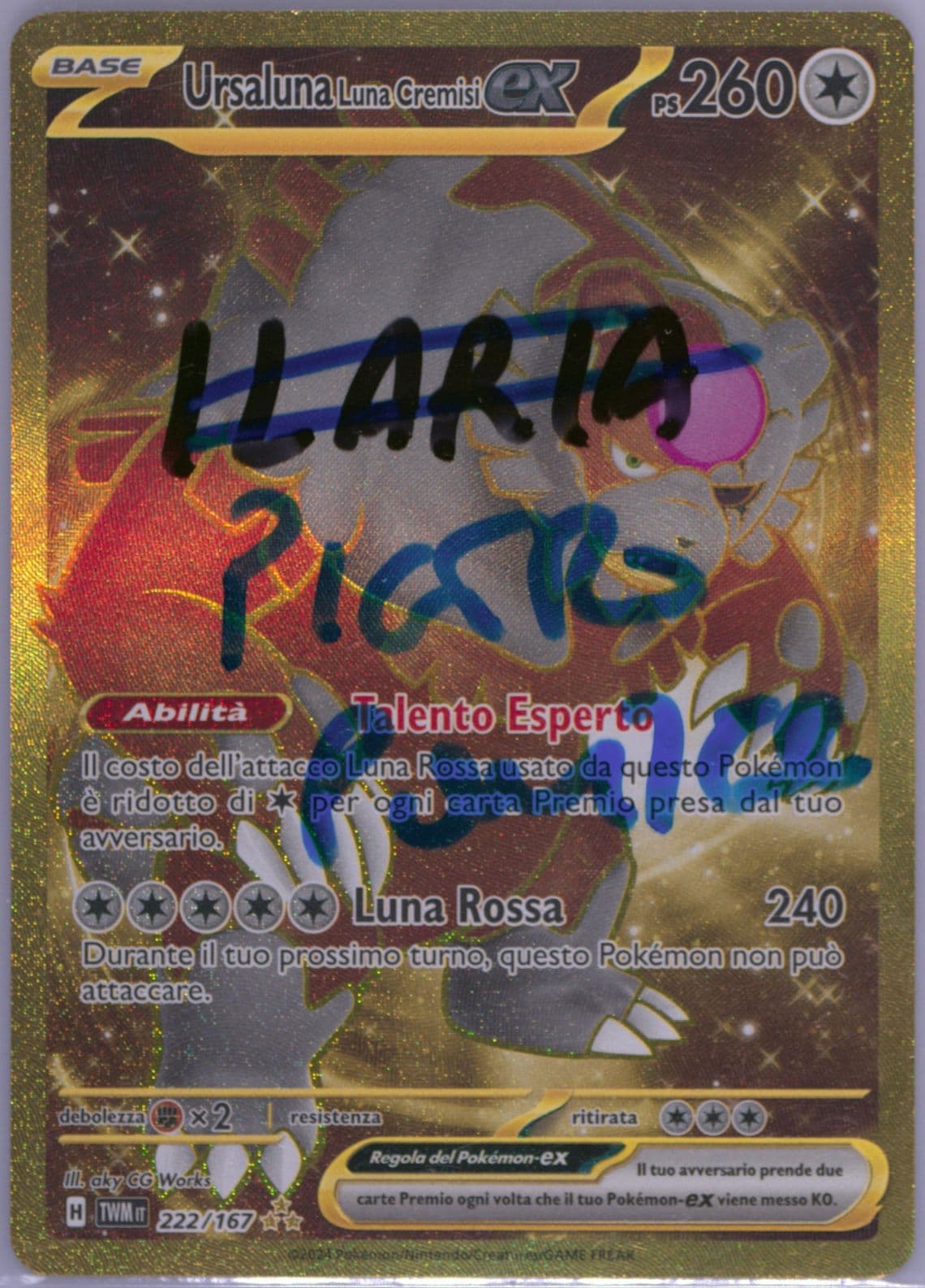Bloodmoon Ursaluna EX Hyper Rare (222) 2024 Pokemon Italian Twm It-Twilight Masquerade