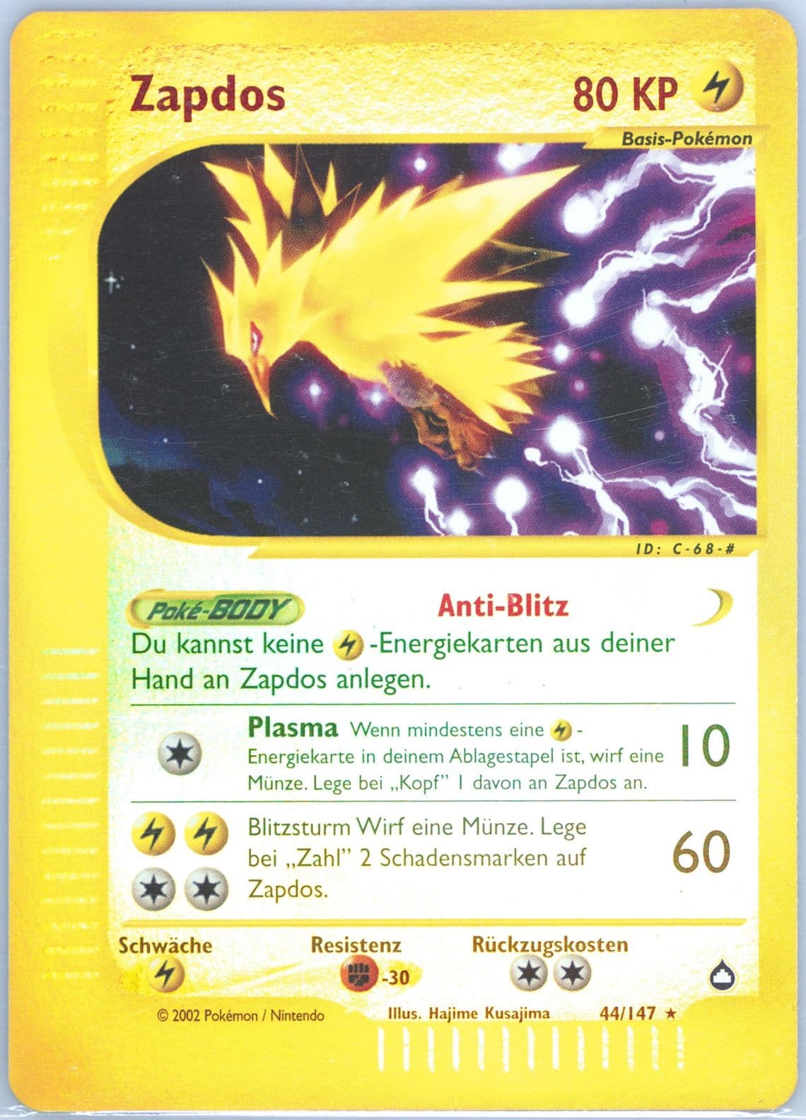 Zapdos-Reverse Foil German (44) 2003 Pokemon Aquapolis