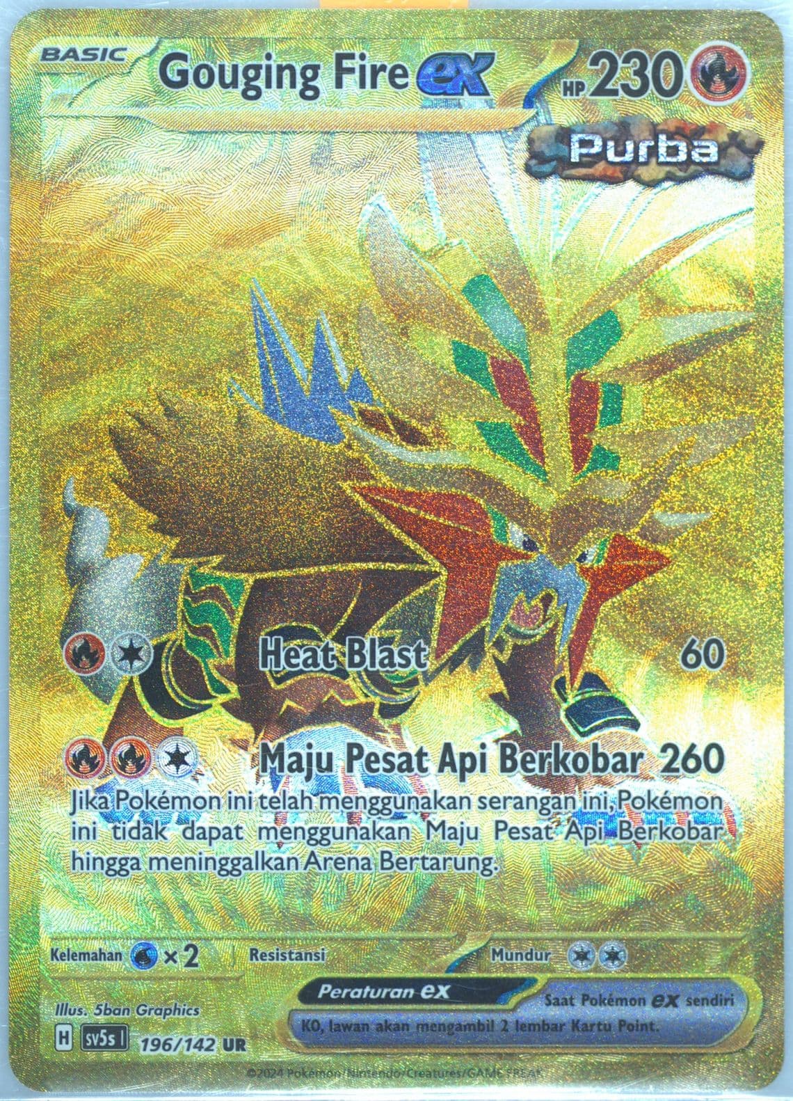 Gouging Fire EX Ultra Rare (196) 2024 Pokemon Indonesian Sv5s I-Ace Paradox