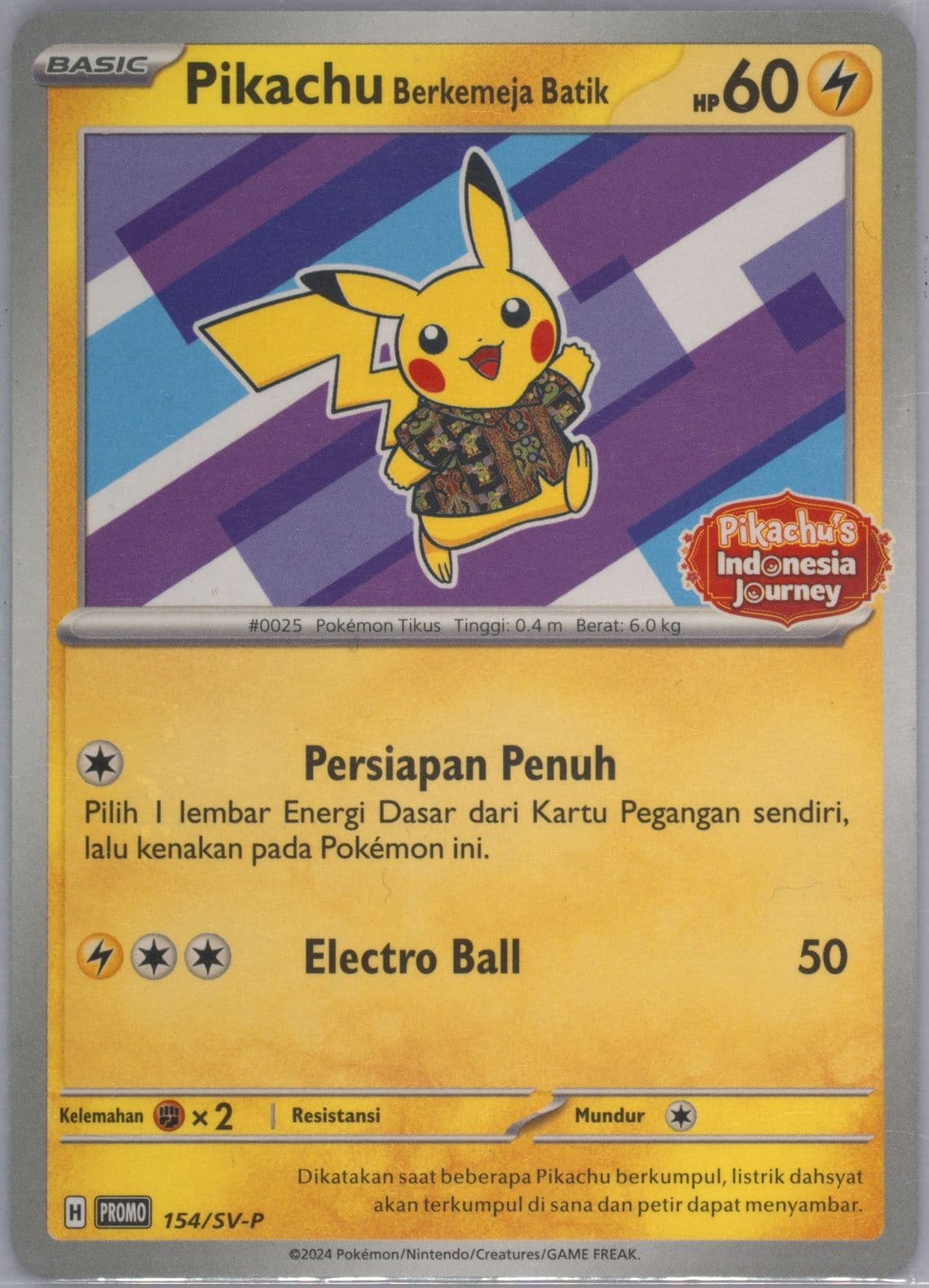 Pikachu in Batik Shirt Pikachu's Indonesia Journey Campaign (154) 2024 Pokemon Indonesian SV-P Promo