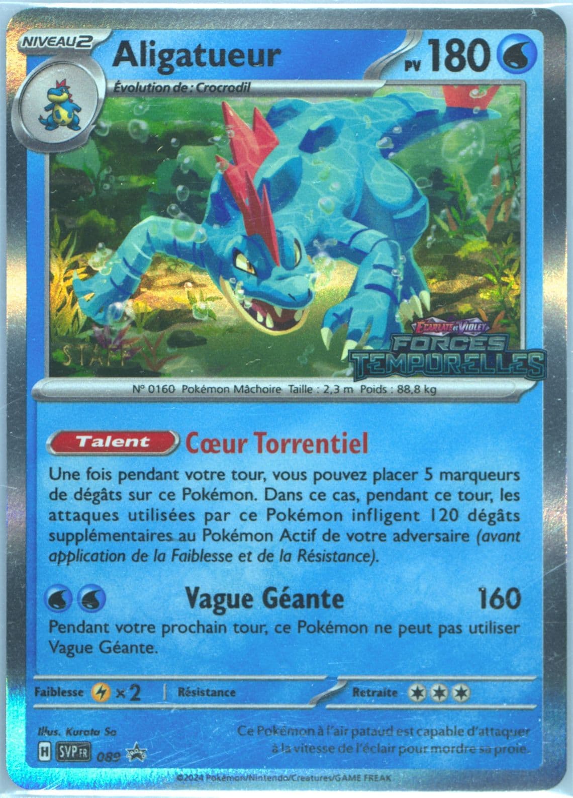 Feraligatr Temporal Forces Prerelease-Staff (089) 2024 Pokemon French Svp FR-SV Black Star Promo