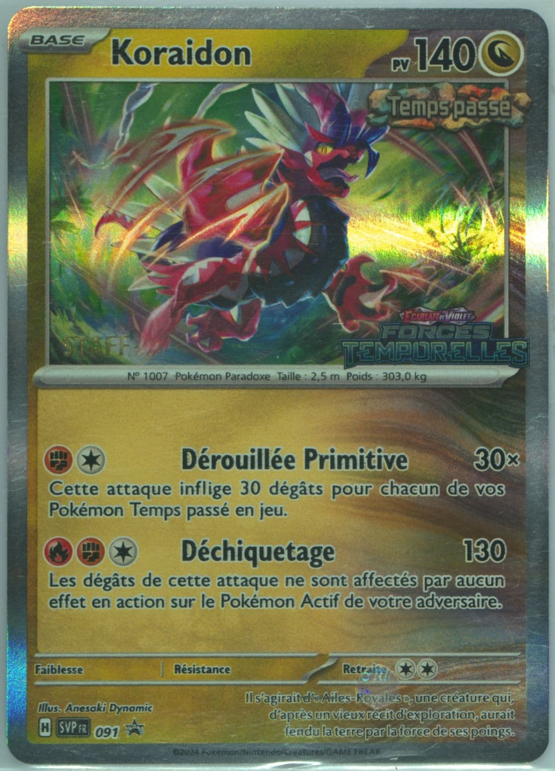 Koraidon Temporal Forces Prerelease-Staff (091) 2024 Pokemon French Svp FR-SV Black Star Promo
