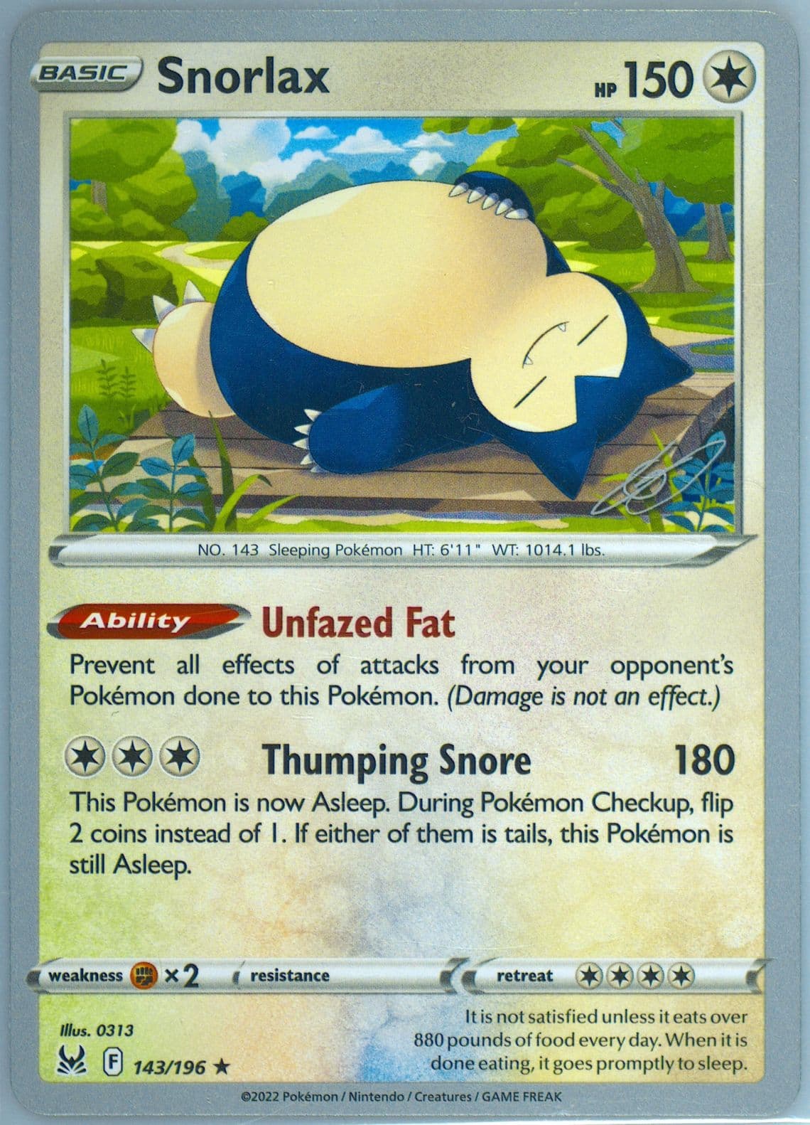 Snorlax (143) 2024 Pokemon 2023 World Championship Deck: Colorless Lugia