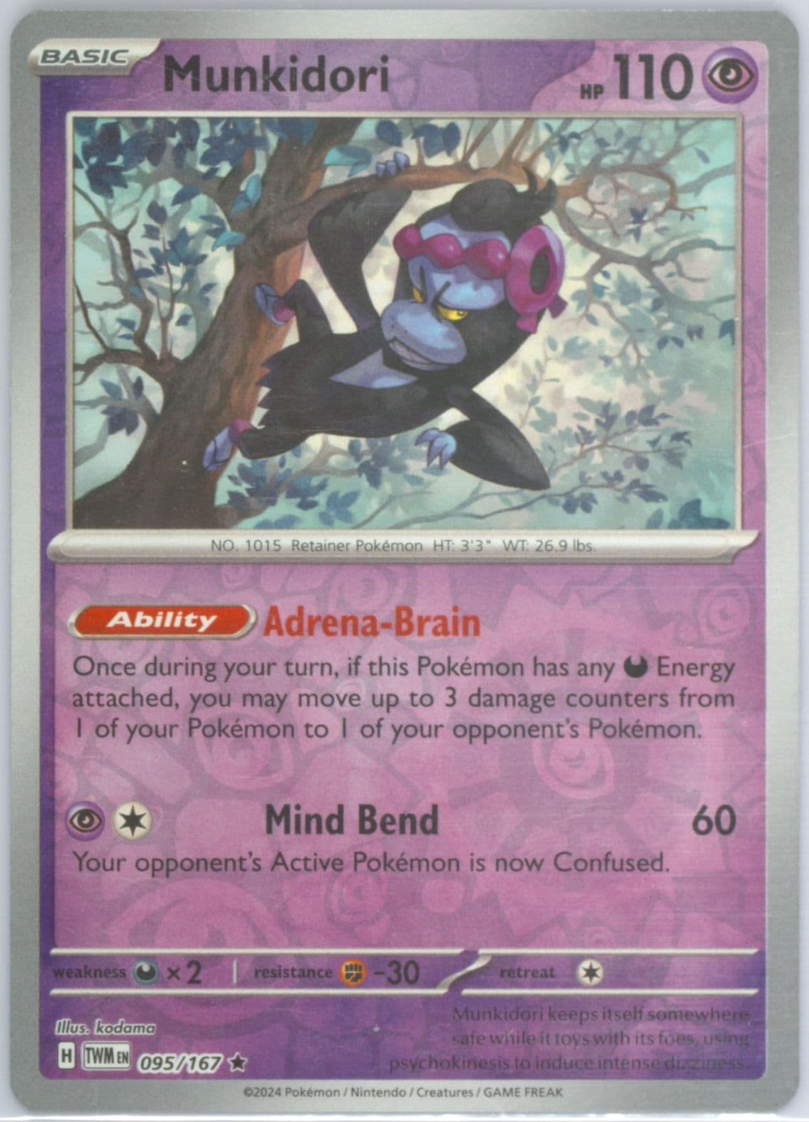 Munkidori Reverse Holo (095) 2024 Pokemon Twm EN-Twilight Masquerade