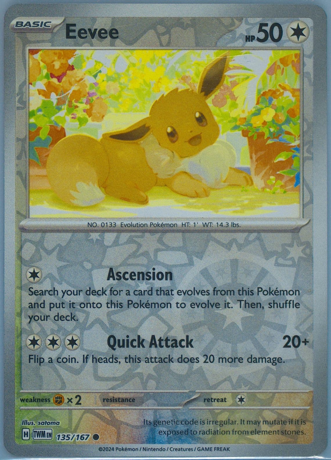 Eevee Reverse Holo (135) 2024 Pokemon Twm EN-Twilight Masquerade