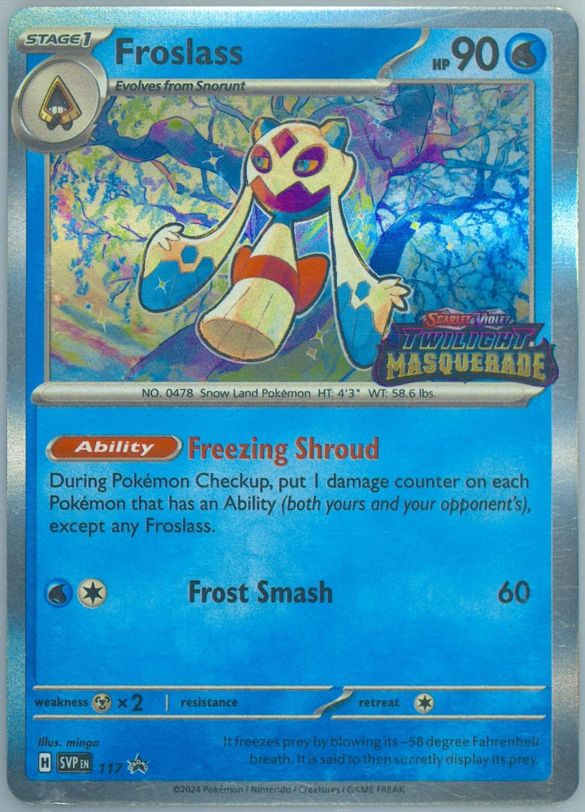 Froslass Twilight Masquerade Prerelease (117) 2024 Pokemon Svp EN-SV Black Star Promo