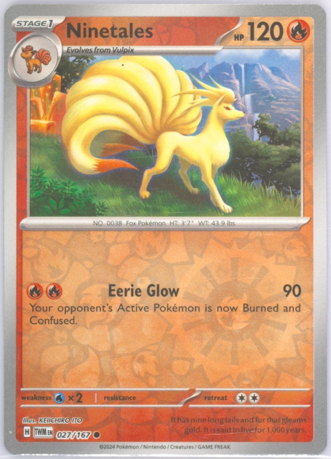 Ninetales Reverse Holo (027) 2024 Pokemon Twm EN-Twilight Masquerade
