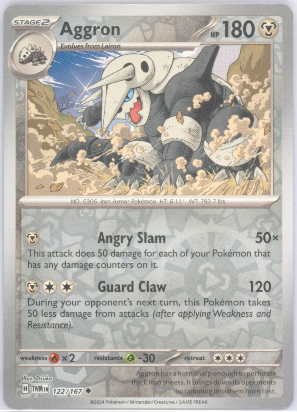 Aggron Reverse Holo (122) 2024 Pokemon Twm EN-Twilight Masquerade