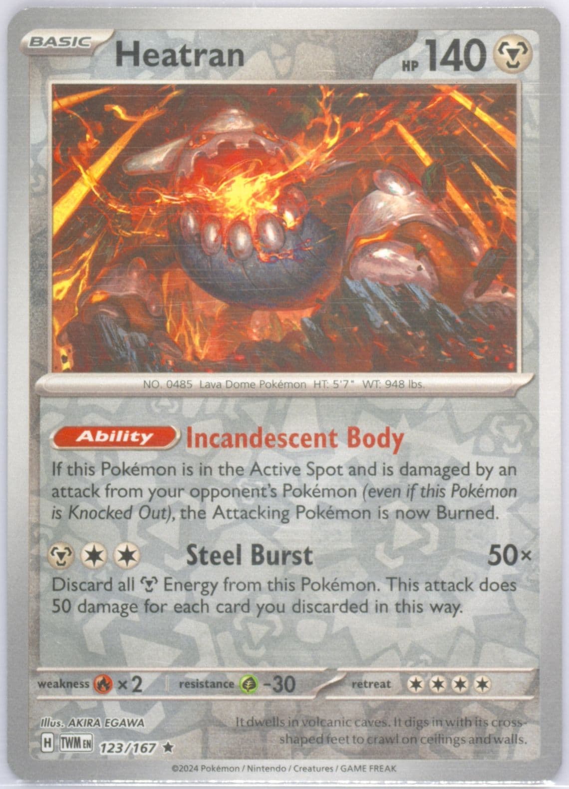 Heatran Reverse Holo (123) 2024 Pokemon Twm EN-Twilight Masquerade