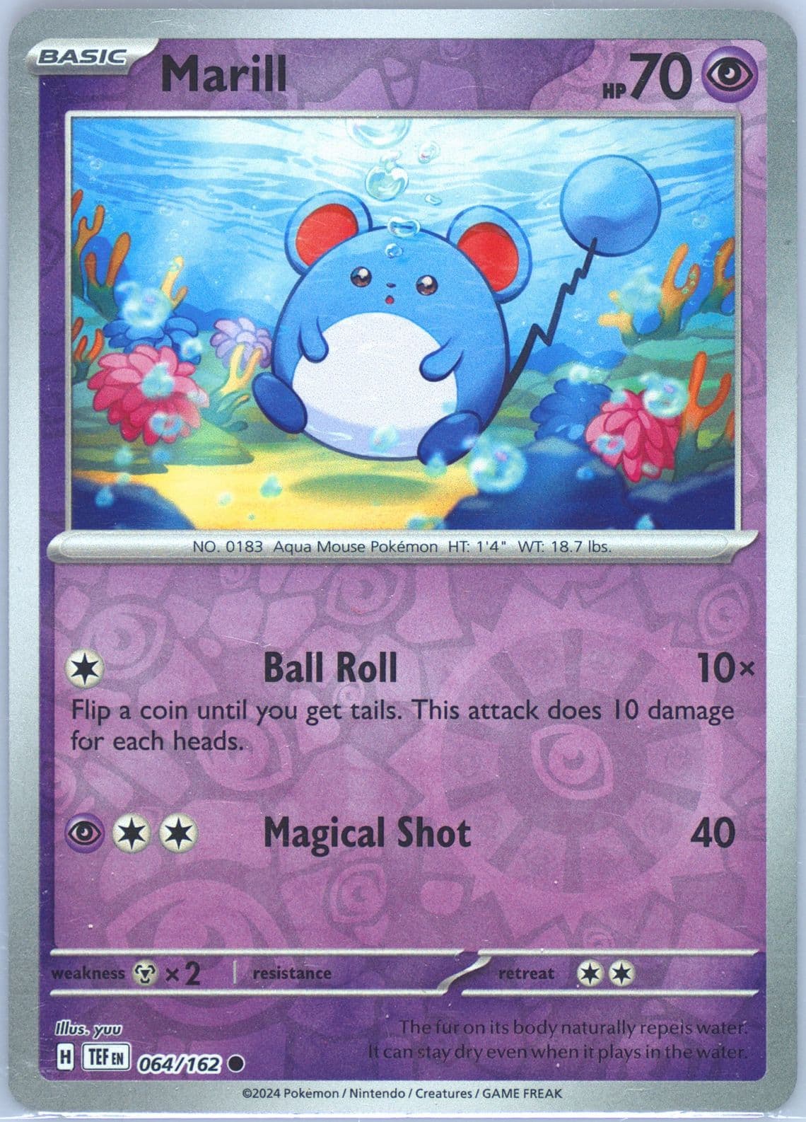 Marill Reverse Holo (064) 2024 Pokemon Tef EN-Temporal Forces