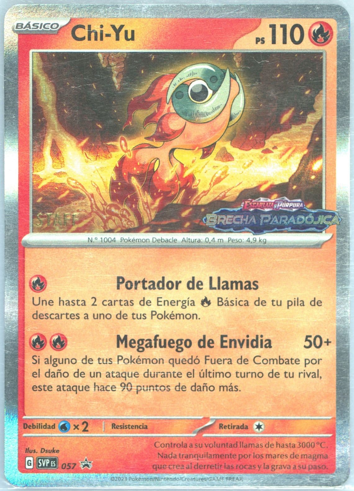 Chi-YU Paradox Rift Prerelease-Staff (057) 2023 Pokemon Spanish Svp ES-SV Black Star Promo