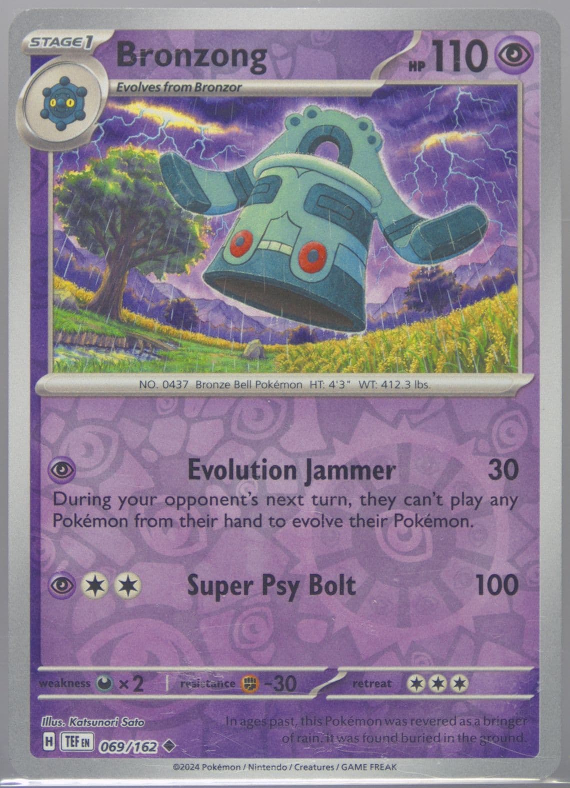 Bronzong Reverse Holo (069) 2024 Pokemon Tef EN-Temporal Forces