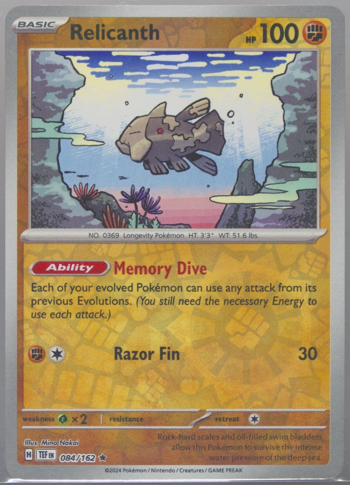 Relicanth Reverse Holo (084) 2024 Pokemon Tef EN-Temporal Forces