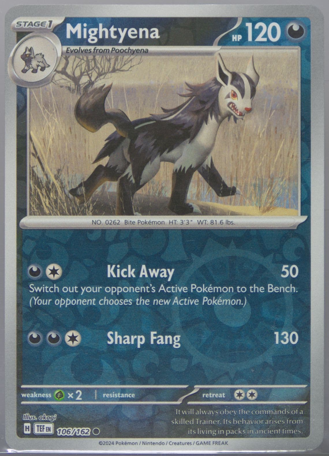 Mightyena Reverse Holo (106) 2024 Pokemon Tef EN-Temporal Forces