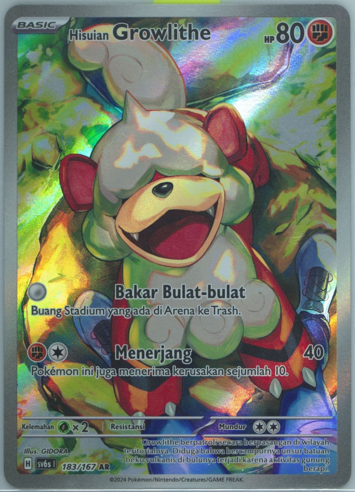 Hisuian Growlithe Art Rare (183) 2024 Pokemon Indonesian Sv6s I-Transfiguration Mask