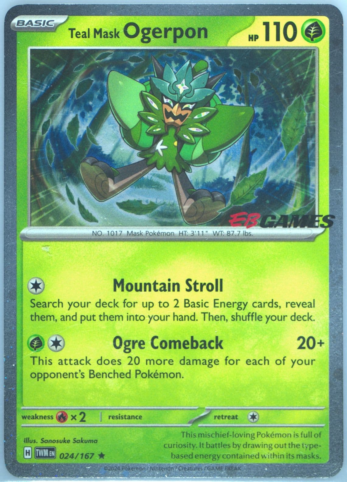 Teal Mask Ogerpon EB Games Exclusive (024) 2024 Pokemon Twm EN-Twilight Masquerade