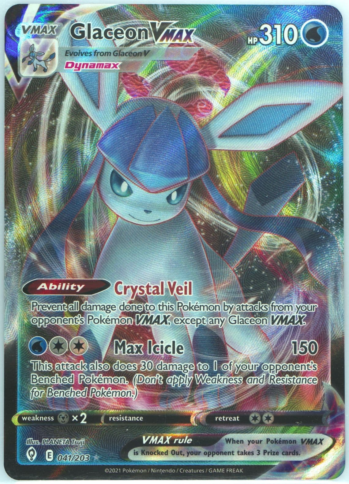 Full Art/Glaceon Vmax Inverted Back (041) 2021 Pokemon Sword & Shield Evolving Skies