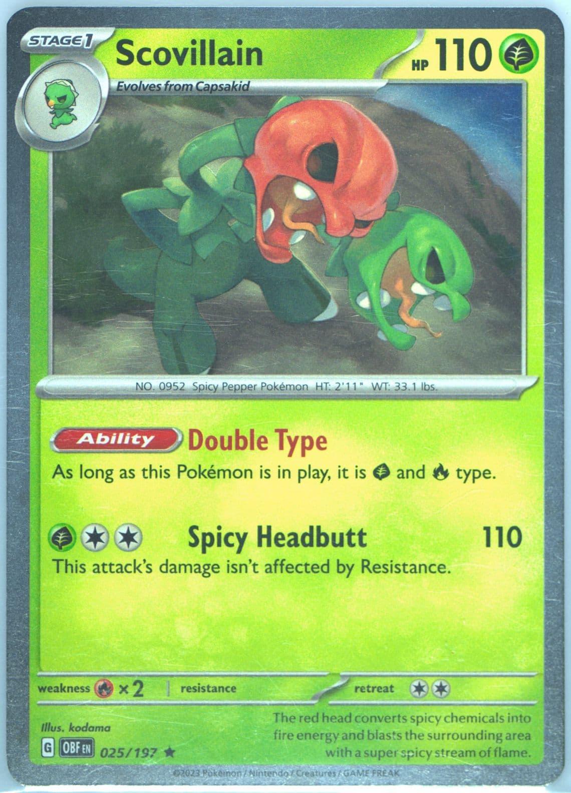 Scovillain Temporal Forces Premium Checklane Blister (025) 2023 Pokemon Obf EN-Obsidian Flames