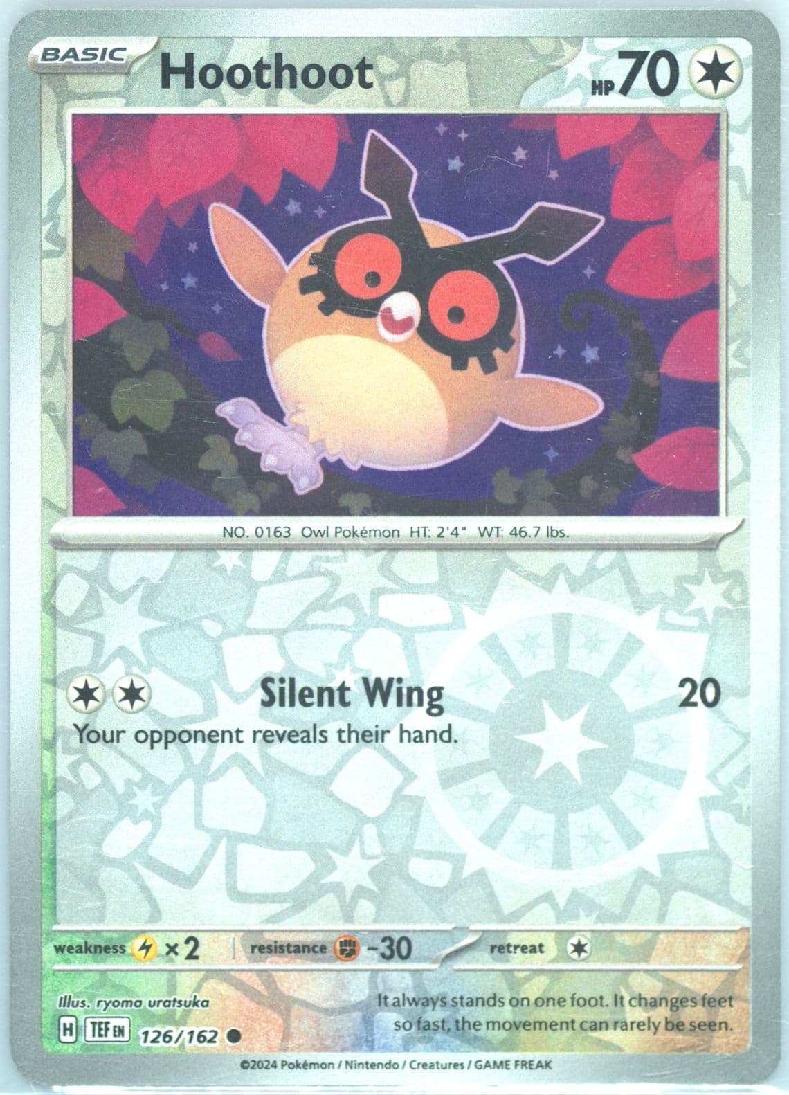 Hoothoot Reverse Holo (126) 2024 Pokemon Tef EN-Temporal Forces
