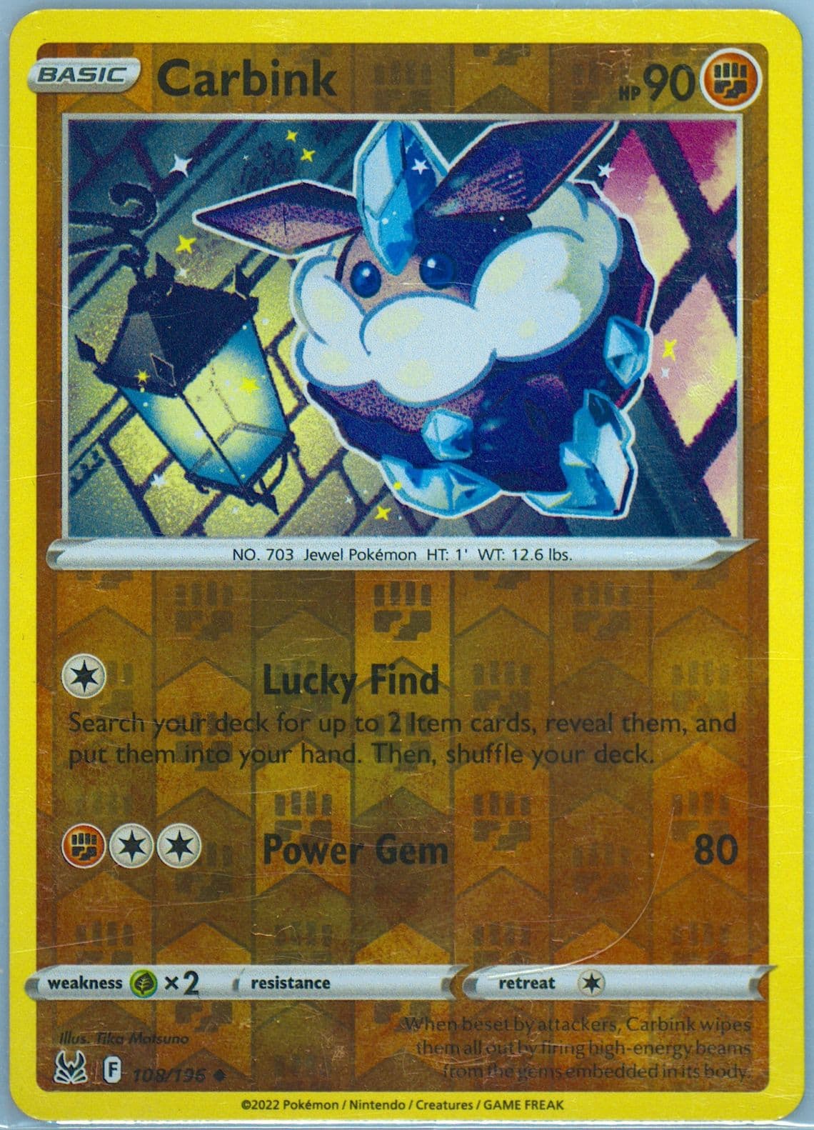 Carbink-Reverse Foil (108) 2022 Pokemon Sword & Shield Lost Origin
