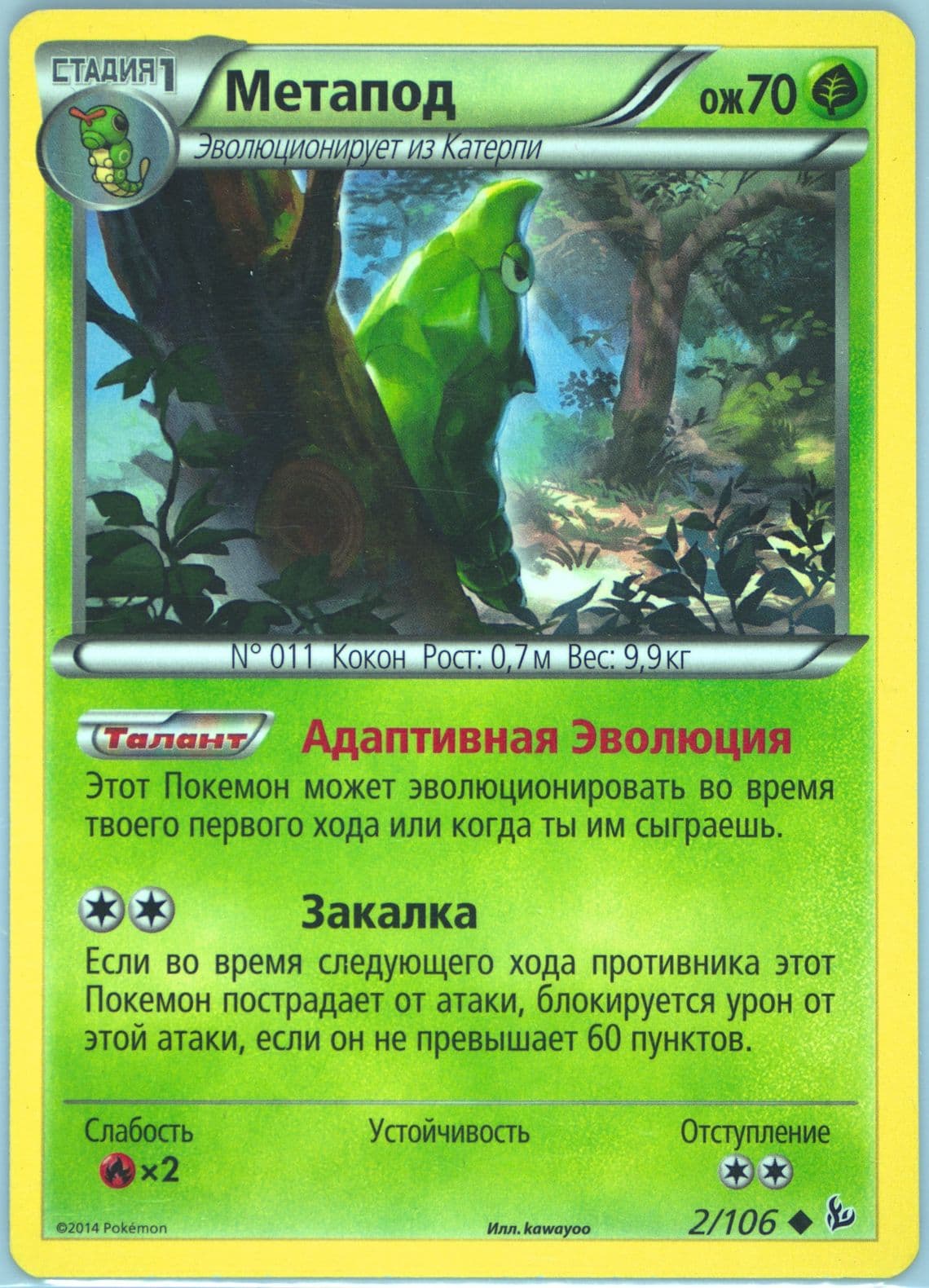 Metapod (2) 2015 Pokemon Russian XY Flashfire