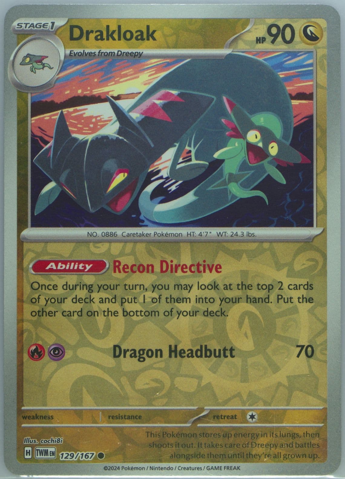 Drakloak Reverse Holo (129) 2024 Pokemon Twm EN-Twilight Masquerade