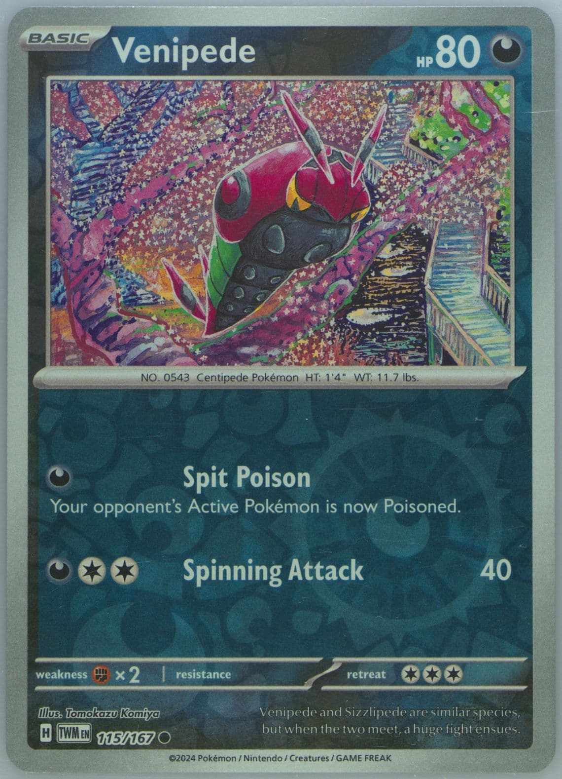 Venipede Reverse Holo (115) 2024 Pokemon Twm EN-Twilight Masquerade