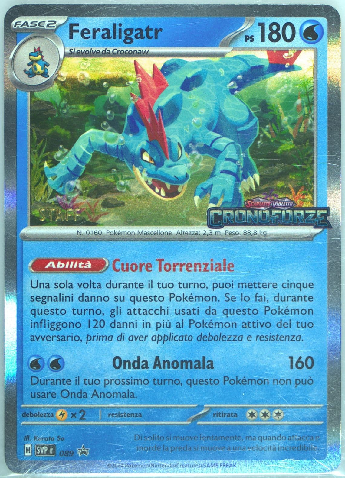 Feraligatr Temporal Forces Prerelease-Staff (089) 2024 Pokemon Italian Svp It-SV Black Star Promo