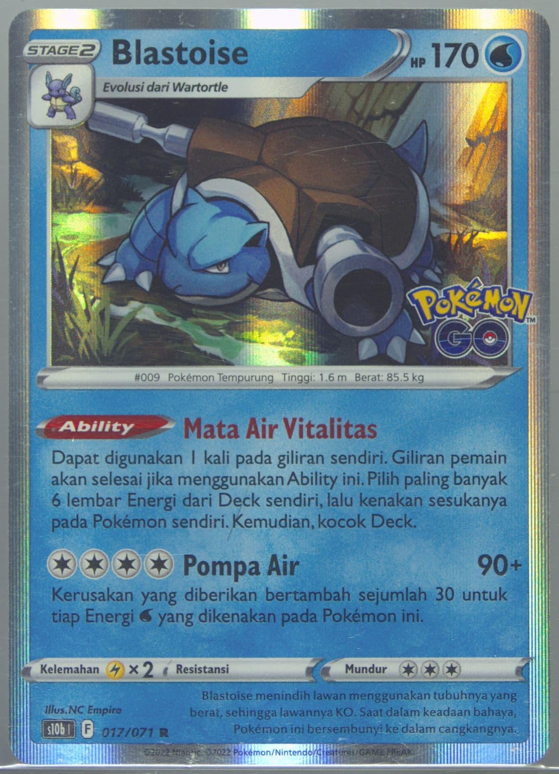 Blastoise-Holo (017) 2022 Pokemon Go Indonesian