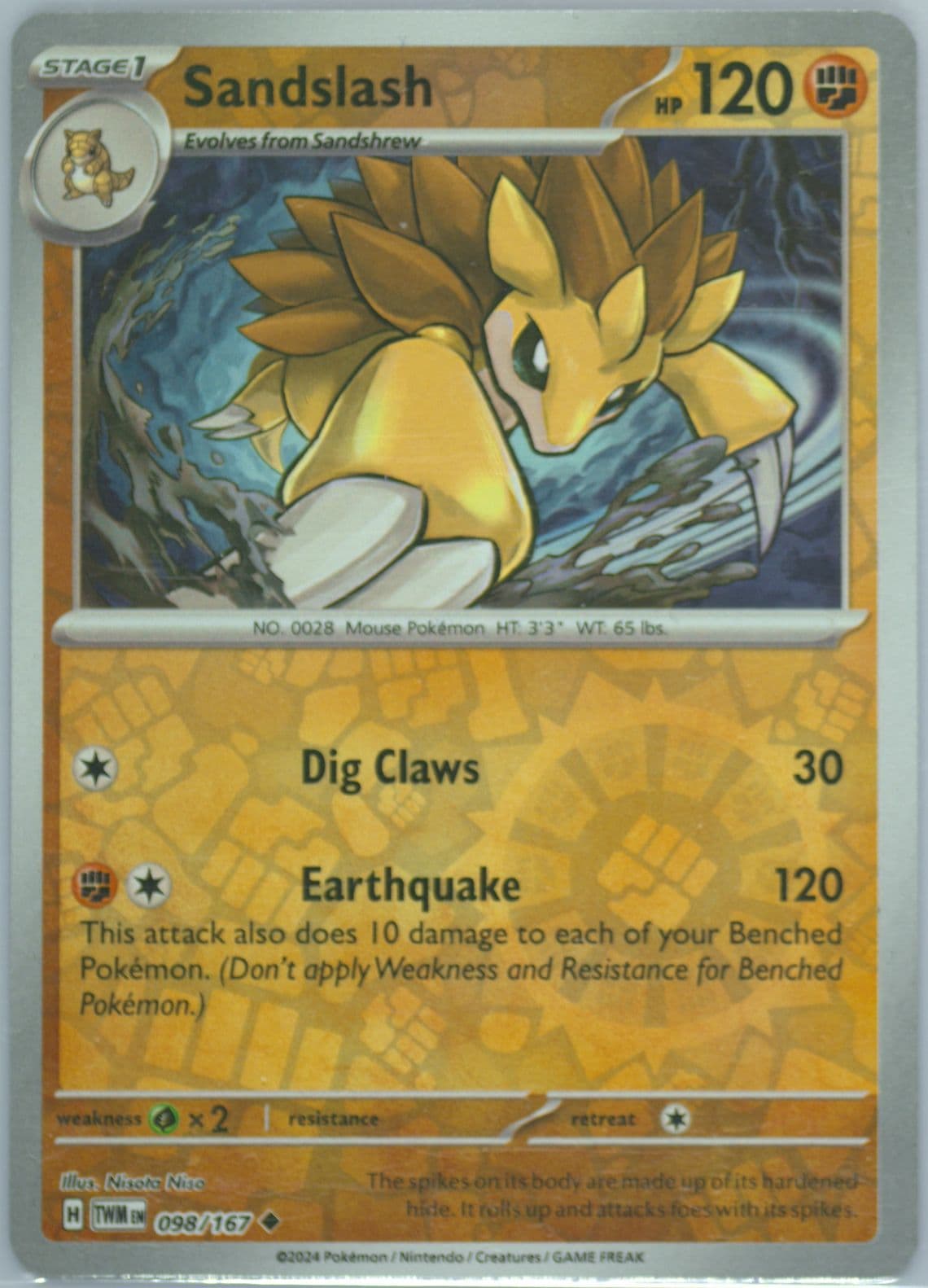 Sandslash Reverse Holo (098) 2024 Pokemon Twm EN-Twilight Masquerade