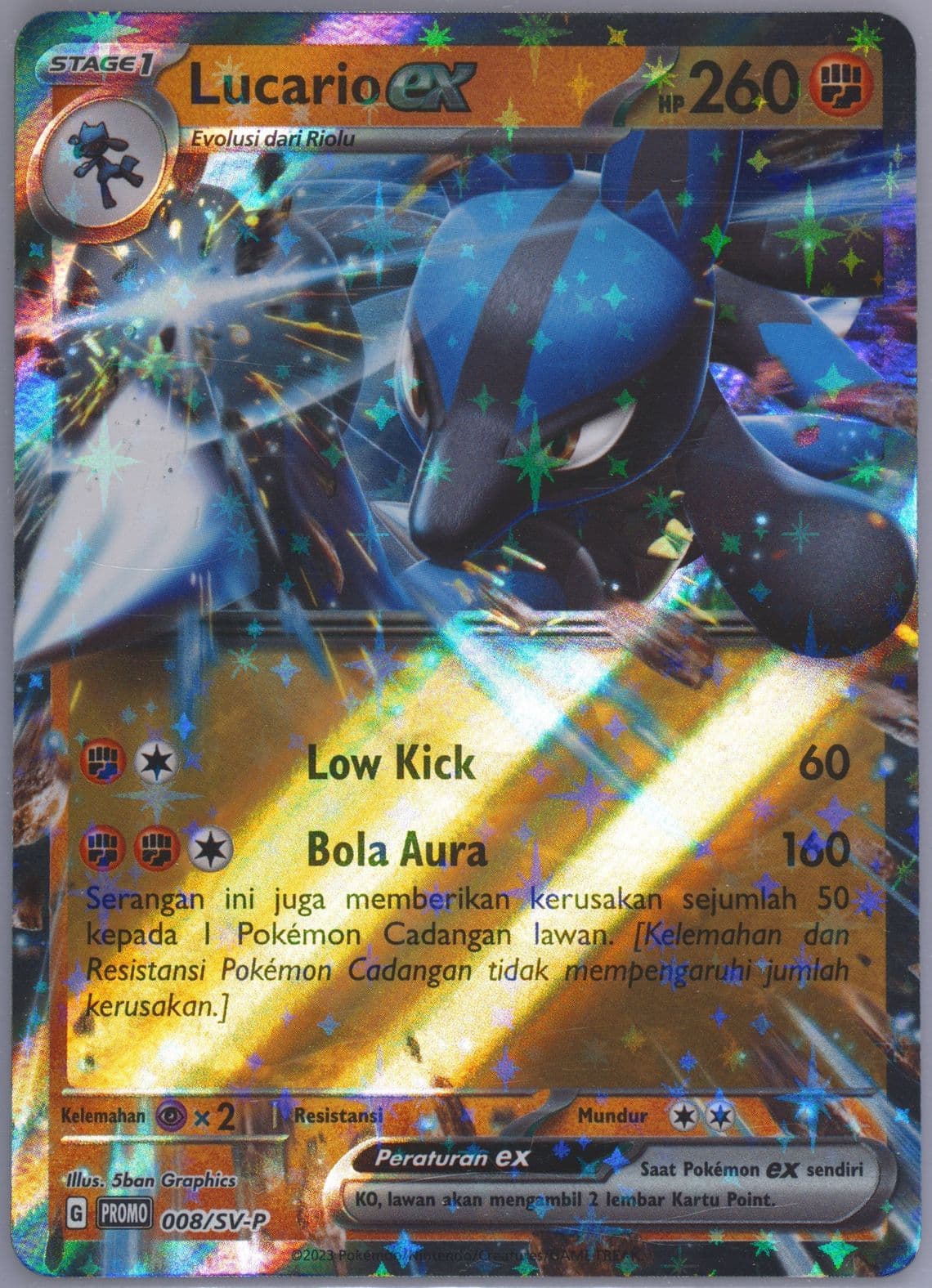 Lucario EX Scarlet EX and Violet EX Promo Card Pack (008) 2023 Pokemon Indonesian SV Promo