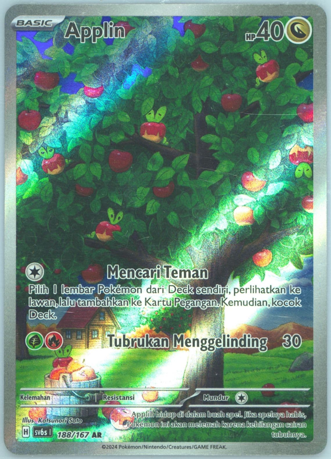 Applin Art Rare (188) 2024 Pokemon Indonesian Sv6s I-Transfiguration Mask