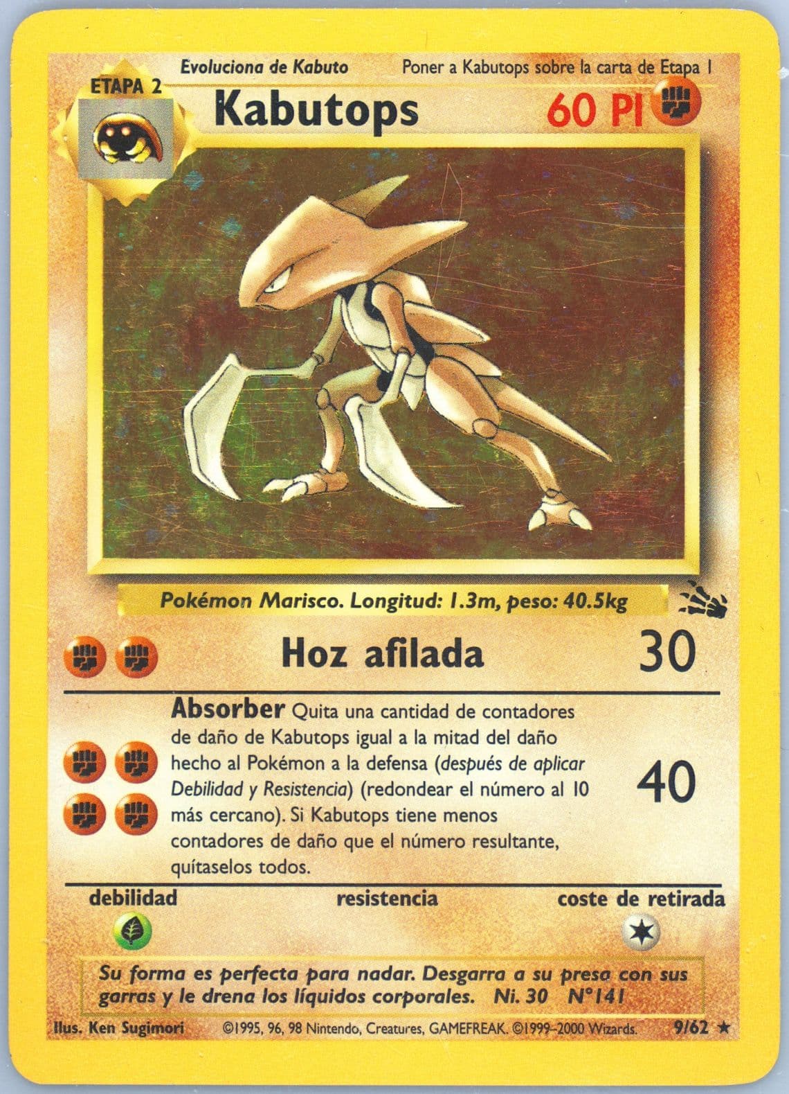 Kabutops-Holo (9) 2000 Pokemon Spanish Fossil