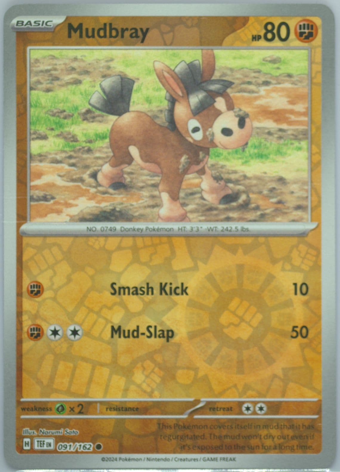Mudbray Reverse Holo (091) 2024 Pokemon Tef EN-Temporal Forces