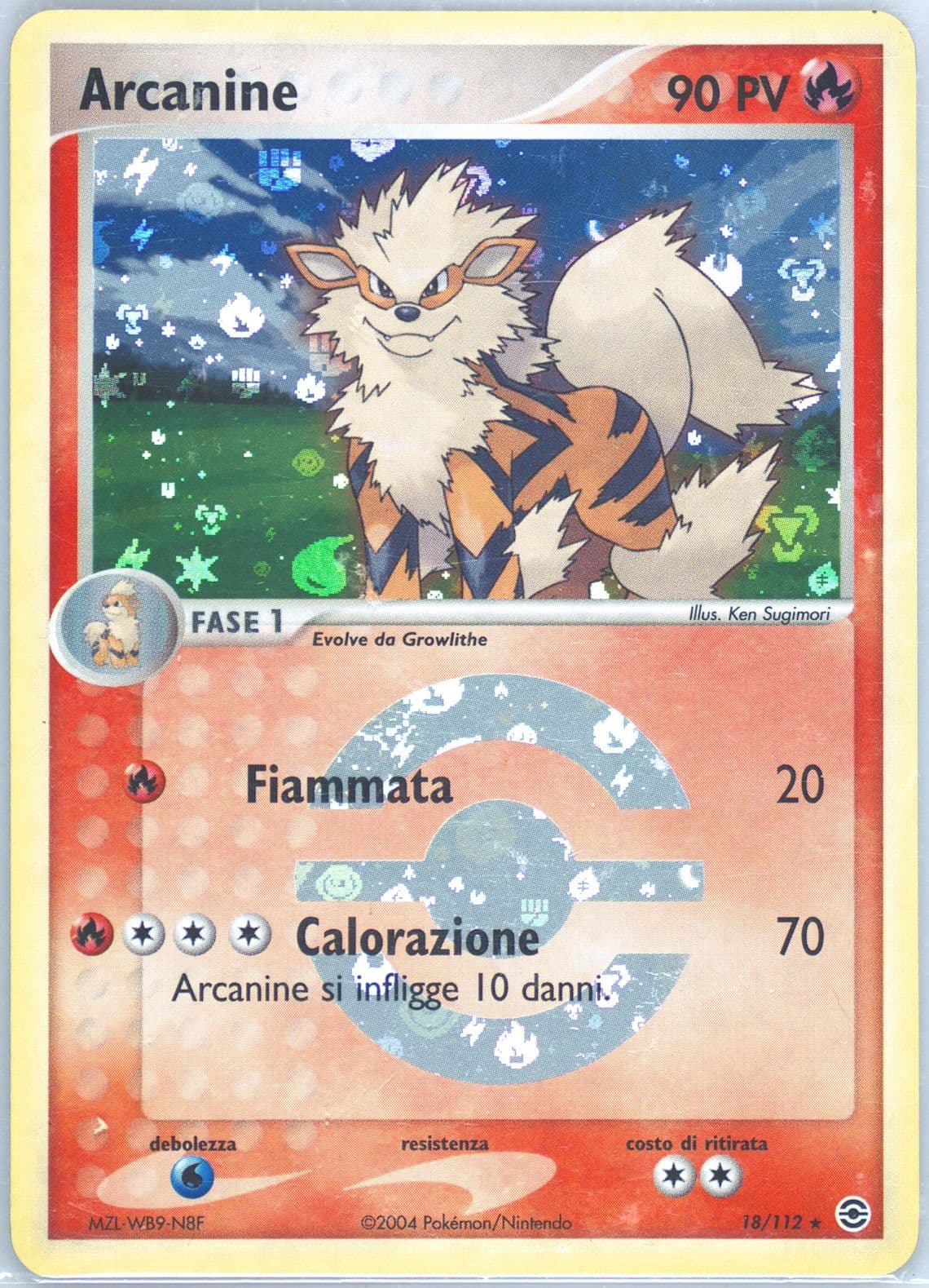 Arcanine-Reverse Foil Italian (18) 2004 Pokemon EX Fire Red & Leaf Green