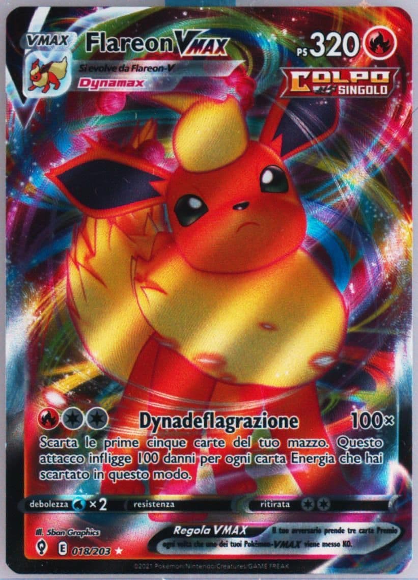 Full Art/Flareon Vmax Italian (018) 2021 Pokemon Sword & Shield Evolving Skies