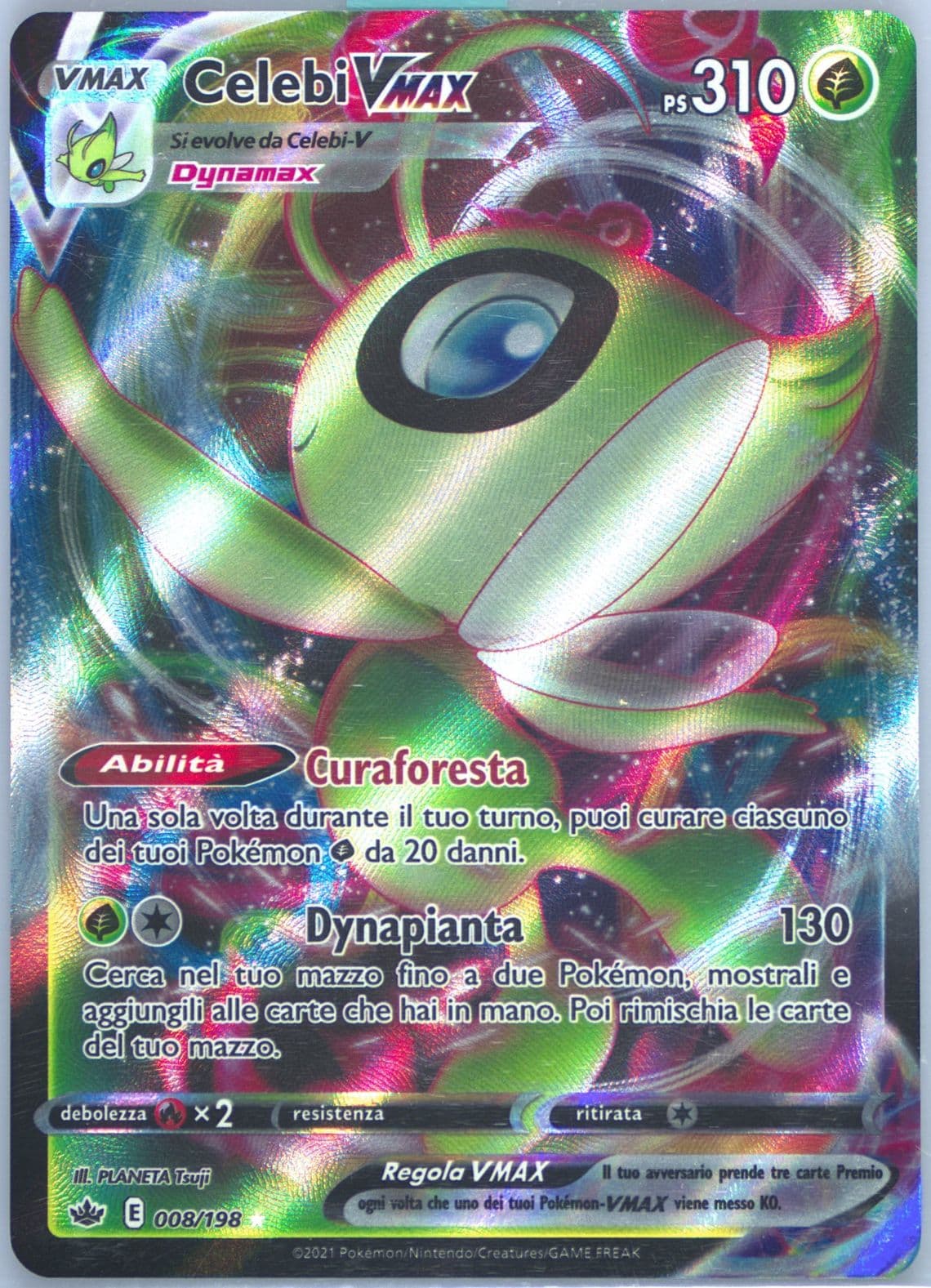 Full Art/Celebi Vmax Italian (008) 2021 Pokemon Sword & Shield Chilling Reign