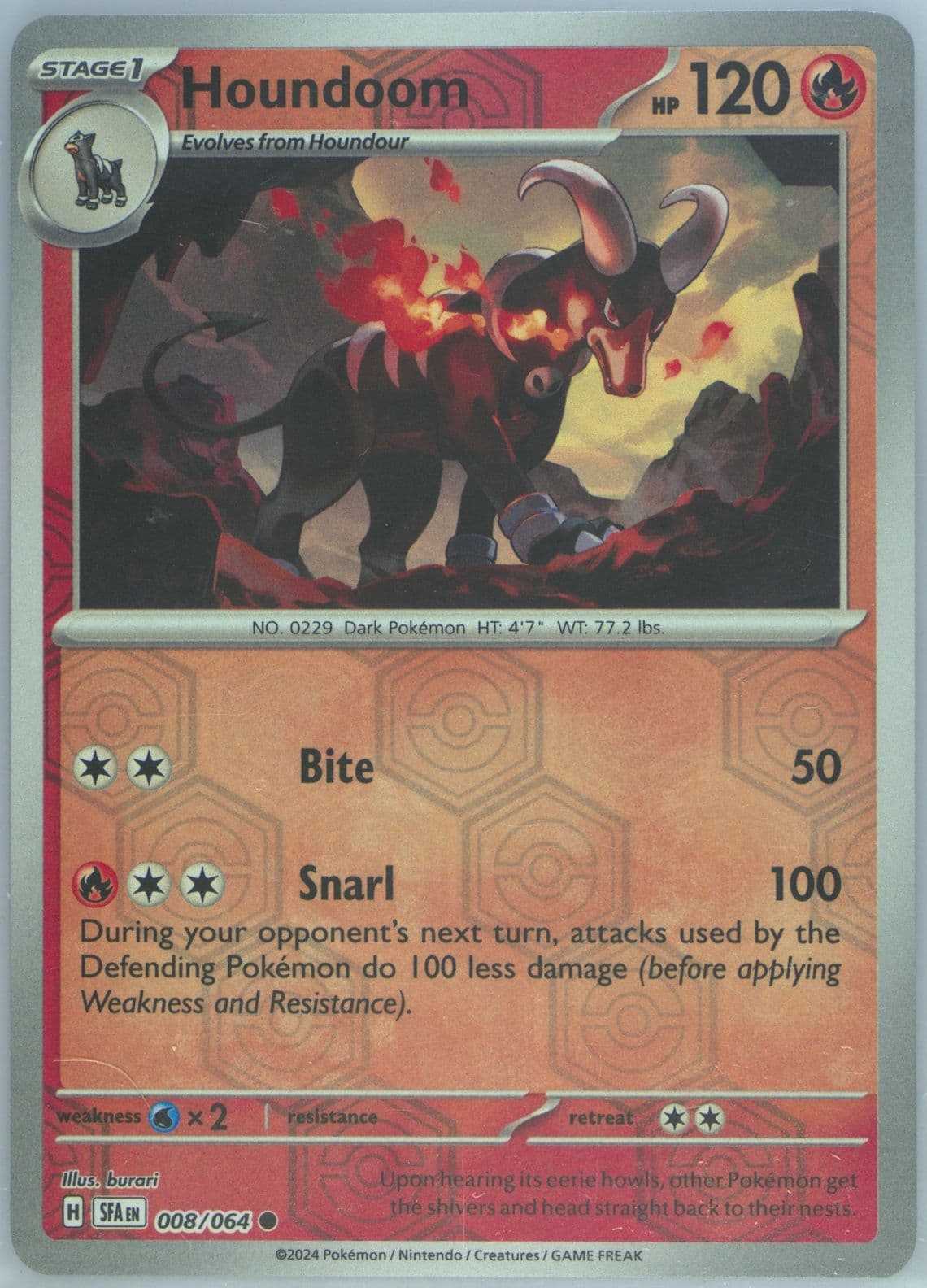 Houndoom Reverse Holo (008) 2024 Pokemon Sfa EN-Shrouded Fable