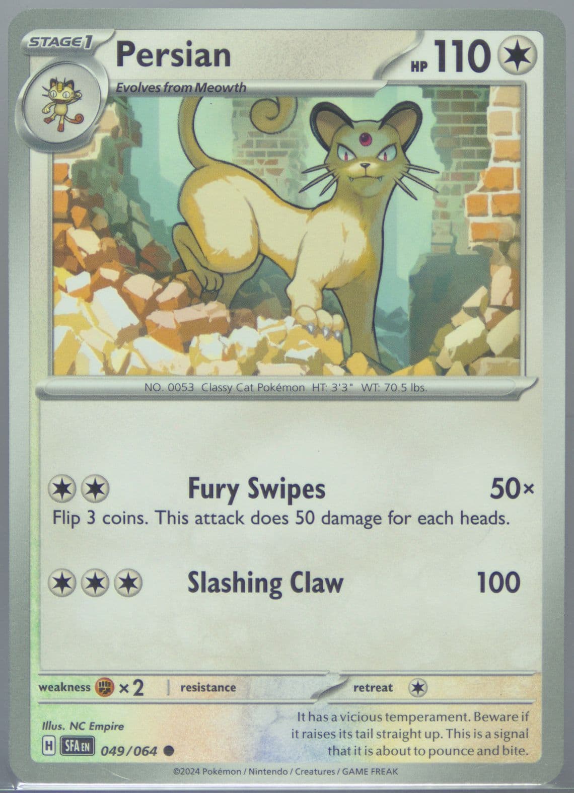 Persian (049) 2024 Pokemon Sfa EN-Shrouded Fable